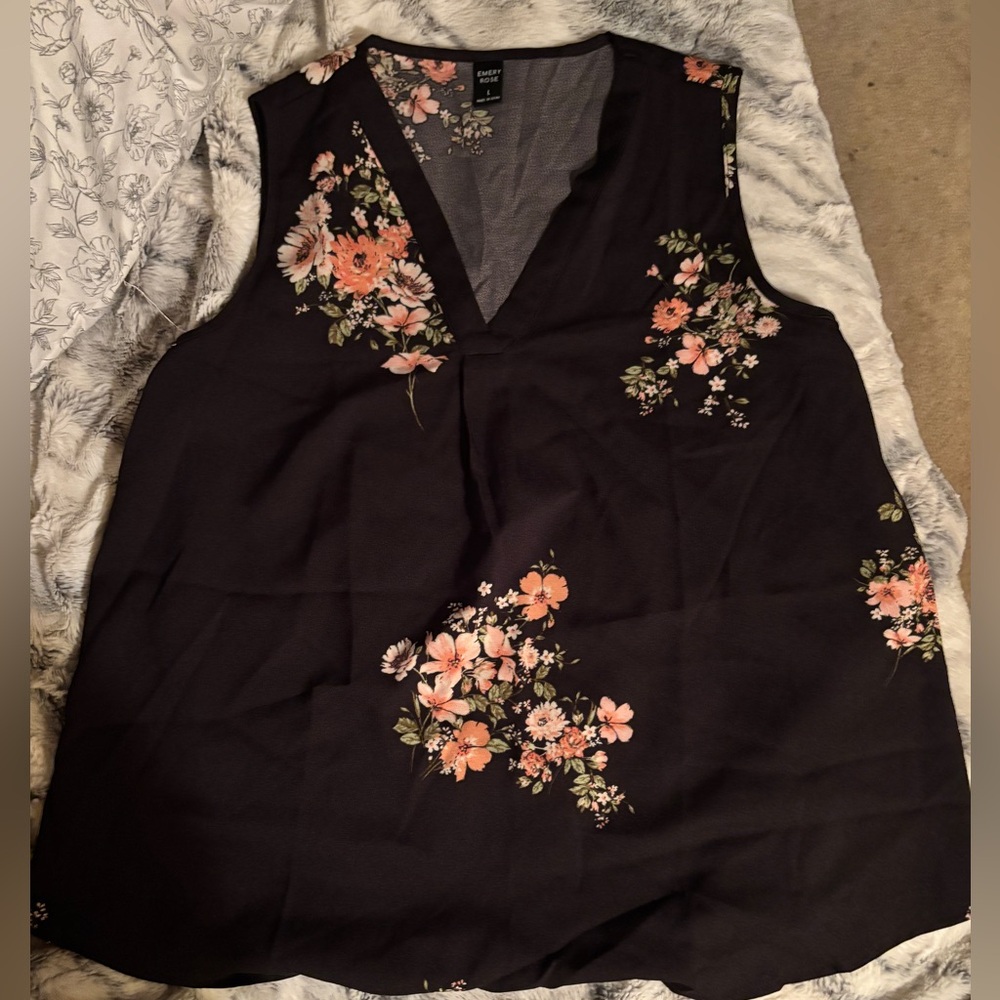 cute black flower emery rose blouse